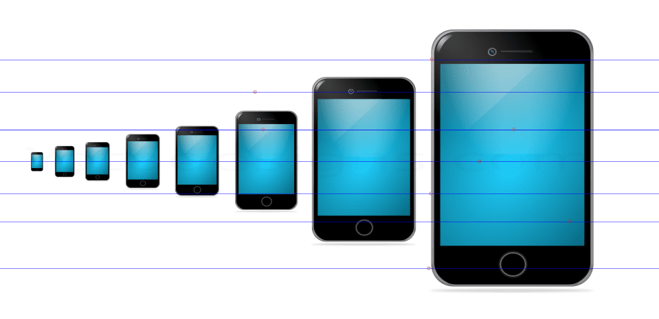 smart phone Icons with different sizes