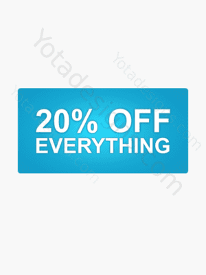 Sale 20% off white text with blue background