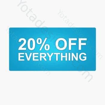 20% for shop, a graphic with blue background