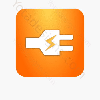 icon of white electric plug with orange background