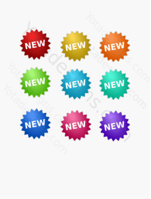Graphic "NEW" icon  with multiple colors