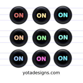 icons of on button with different colors