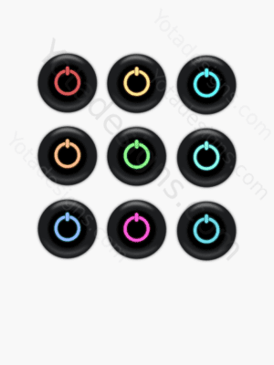 Graphic buttons "OFF" with multiple colors