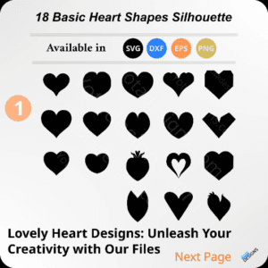 18 Heart shapes PNG High resolution with 300 DPI