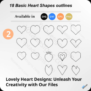 18 Heart shapes PNG High resolution with 300 DPI