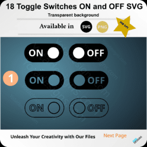 18 Switches, Toggle, Mode On and OFF, SVG and PNG