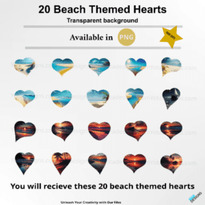 20 beach themed hearts bundle