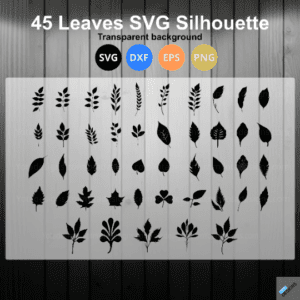 45 leaves SVG bundle, leaf template, Silhouette