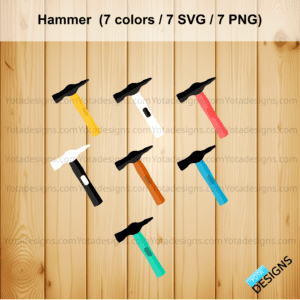 Hammer icon with 7 different colors