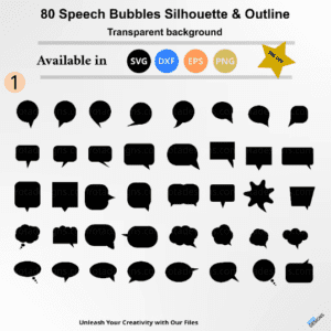 80 Speech Bubble Bundle, SVG,  bubble Silhouette and Outline