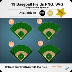 Digital Baseball Field SVG Bundle - 19 Designs with Multiple Variations