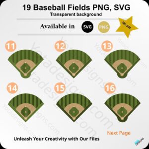 Digital Baseball Field SVG Bundle - 19 Designs with Multiple Variations