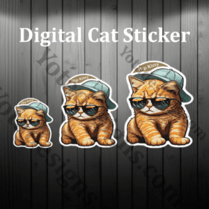 Digital cat Sticker, cute cat sticker, high quality