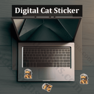 Digital cat Sticker, cute cat sticker, high quality
