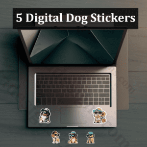 Digital Dog Sticker bundle, 5 cute dog sticker, high quality