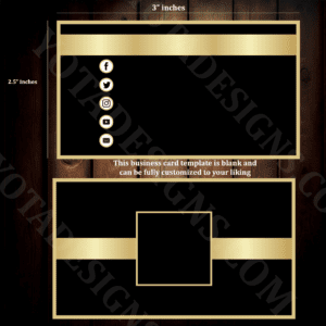 Digital social media business card with gold stripe and image or logo Template