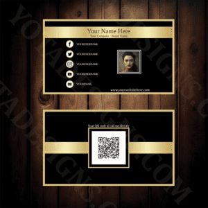 Digital social media business card with gold stripe and image or logo Template