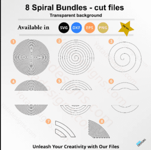 8 Spiral lines SVG, Spiral Bundles