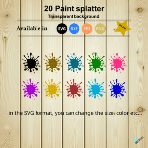 20 Splatter Paint svg, vector format , printable
