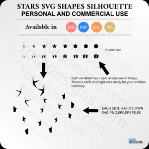 Versatile Star Shapes Bundle - SVG, DXF, PNG, EPS Formats