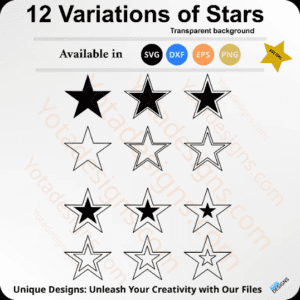 12 Star SVG Bundle, SVG, DXF, PNG, EPS Formats