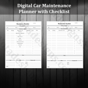 Digital Car Maintenance Planner with Checklist - Keep Your Vehicle Running Smoothly