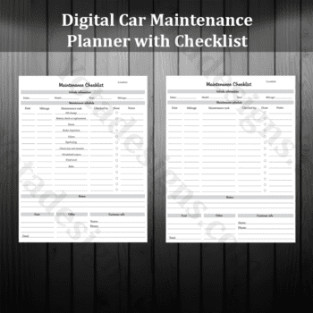 Digital Car Maintenance Planner with Checklist