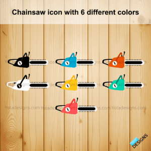 Chainsaw icon with 7 different colors