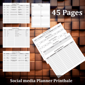 Social Media Printable Planner Bundle 45 pdf