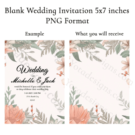 Digital Wedding Invitation Template, 5×7 Printable