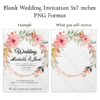 Digital Wedding Invitation Template, 5x7 Printable 18 w