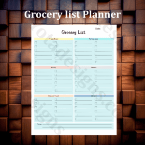Grocery List Printable planner, Digital planner, Printable