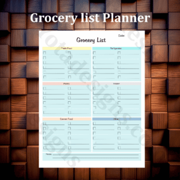 Grocery List Printable planner