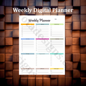Printable planner, digital Weekly planner, one Planner Page