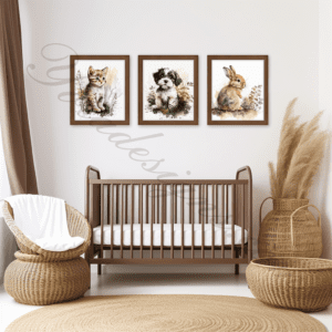 Stunning Nursery Room Mockup with 3 Frames for Displaying Your Art or Products