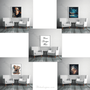 Smart Object Mockup for Living Room Decor with Frame Wall Feature Photoshop